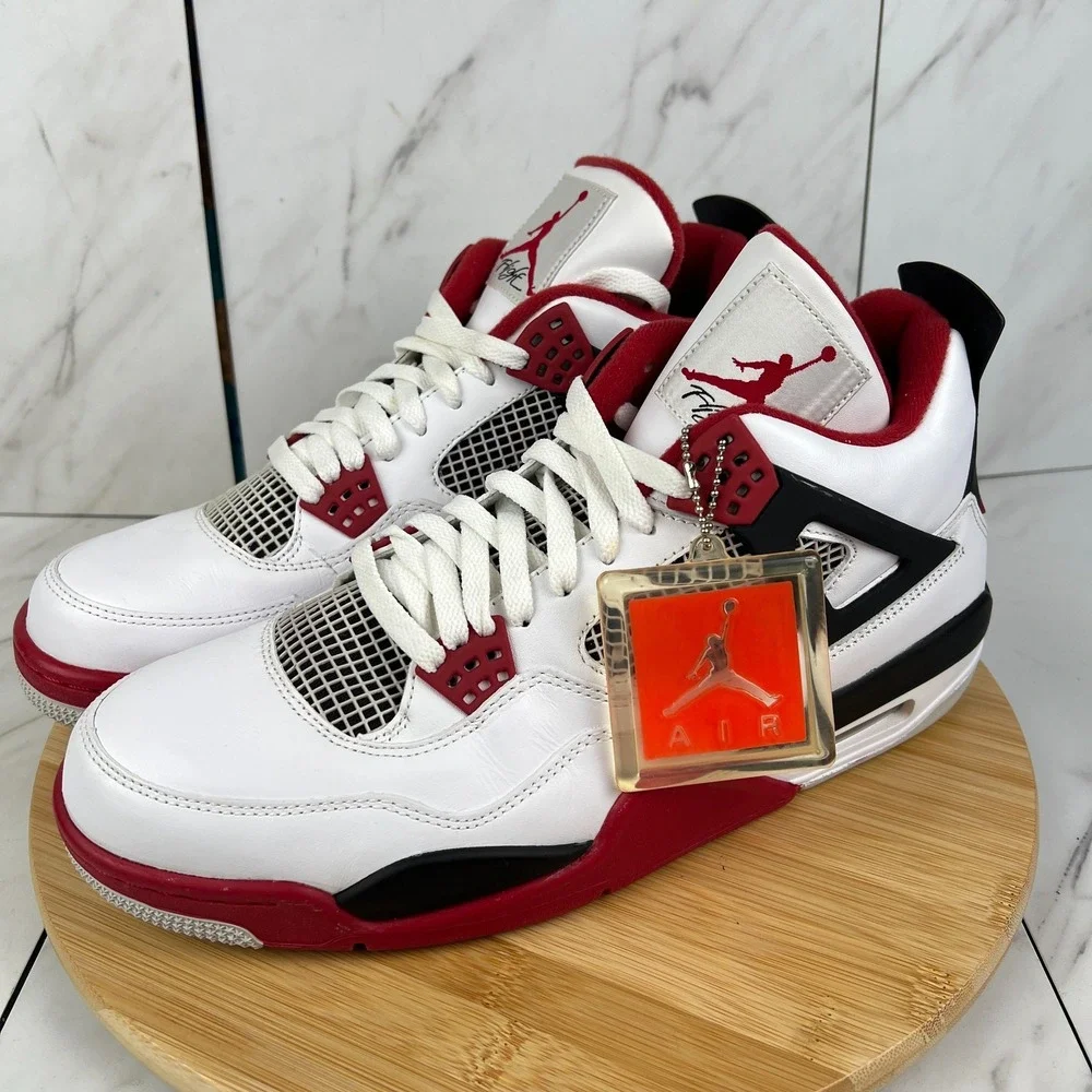 Nike Air Jordan 4 Retro Fire Red 2012 Mens Size 12.5 White Sneakers 308497-110